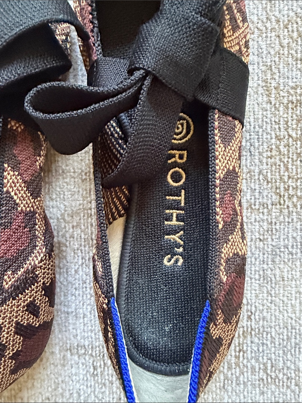 Rothy's Leopard Print Pointed Flats with Black Bow - Picture 2 of 3